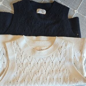 Women's Navy and Cream Sweater Set
